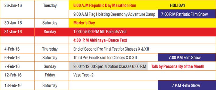 Academic Year Calendar 2015 - 2016