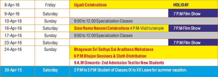 Academic Year Calendar 2015 - 2016