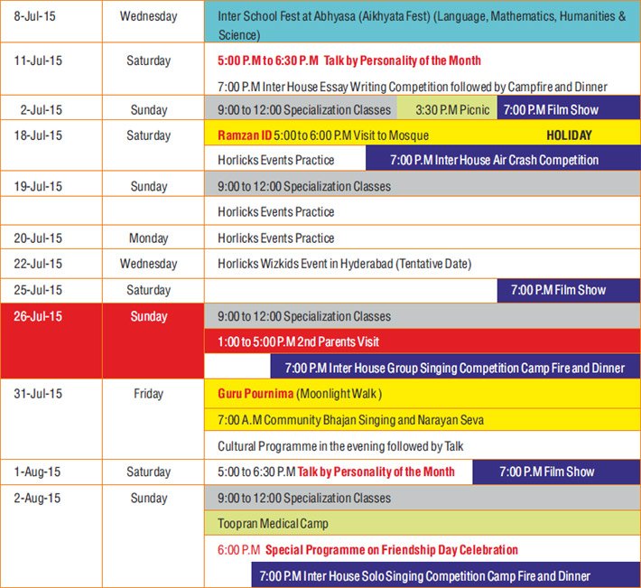 Academic Year Calendar 2015 - 2016