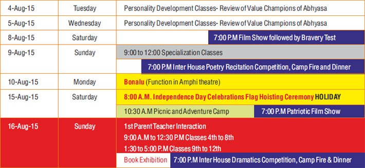 Academic Year Calendar 2015 - 2016