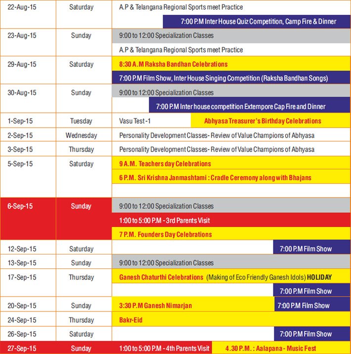 Academic Year Calendar 2015 - 2016