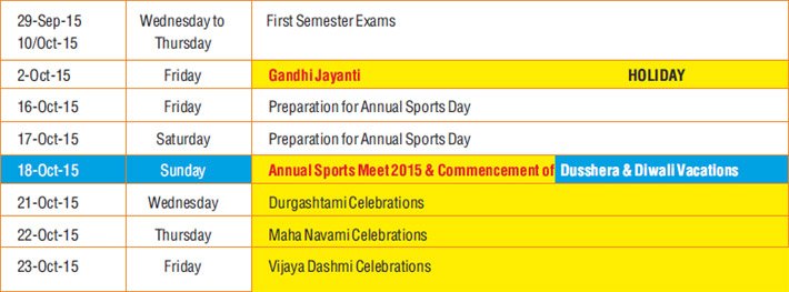 Academic Year Calendar 2015 - 2016