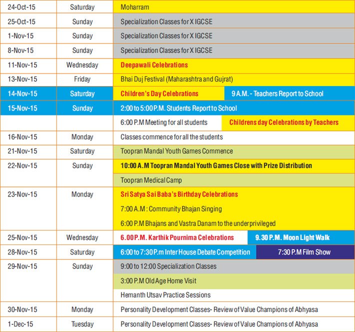 Academic Year Calendar 2015 - 2016