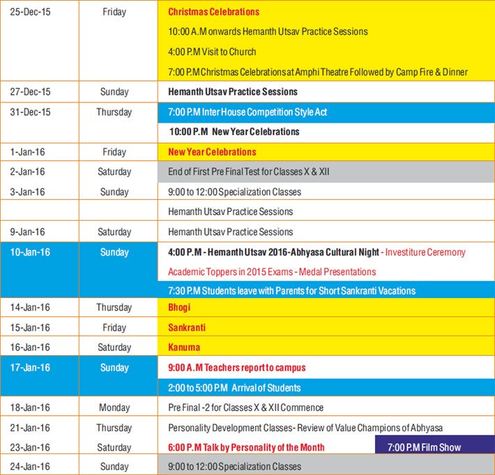 Academic Year Calendar 2015 - 2016